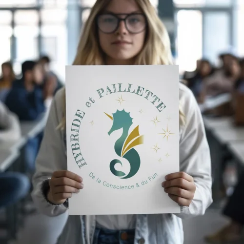 mockup logo hybride et paillette